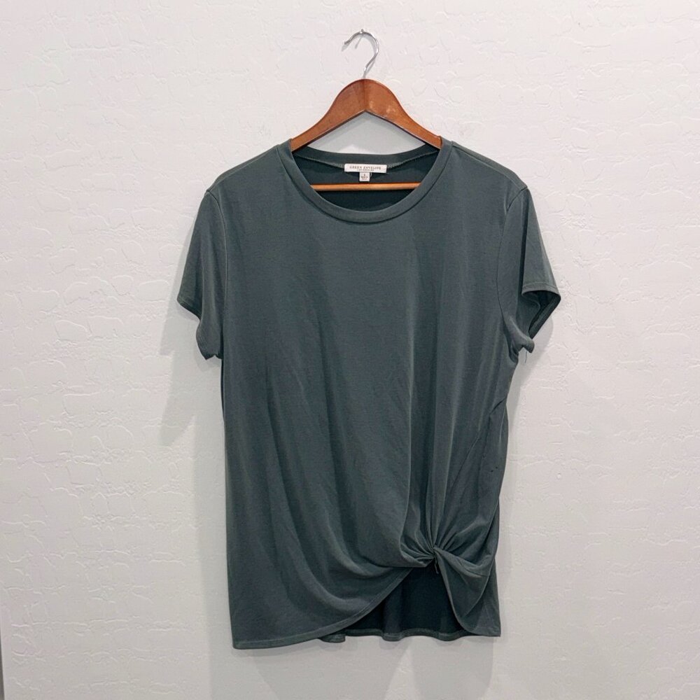 Green Envelope Olive Green Front Tie Tee Shirt